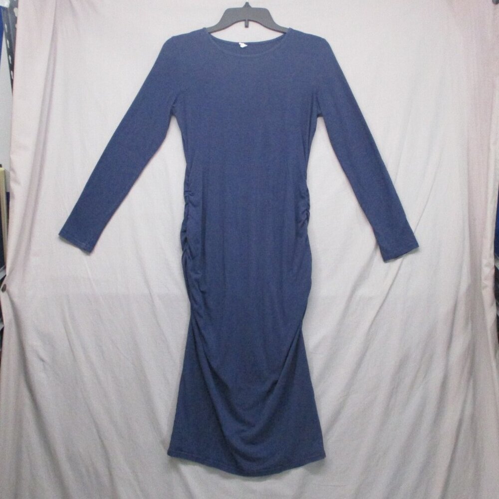 Missufe Long Sleeve Solid Navy Blue Midi Dress‎ Women Size | S